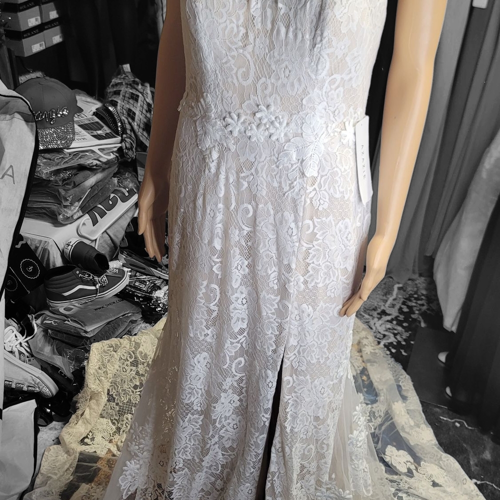 Azazie White Sweetheart Bridal Gown with Slit